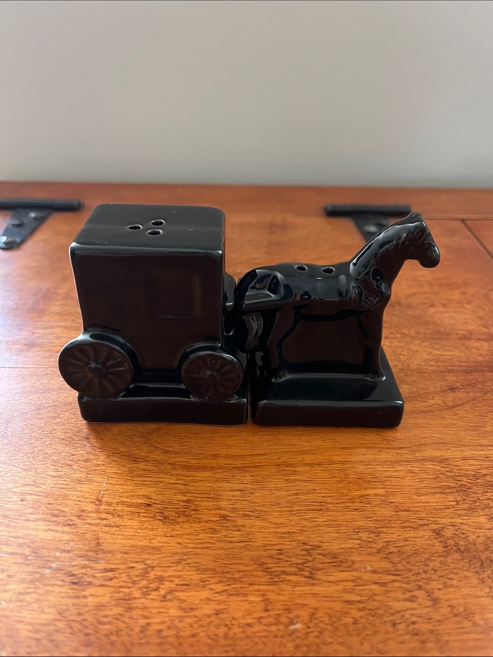 Vintage Horse and Carriage Ceramic Salt and Pepper Shakers